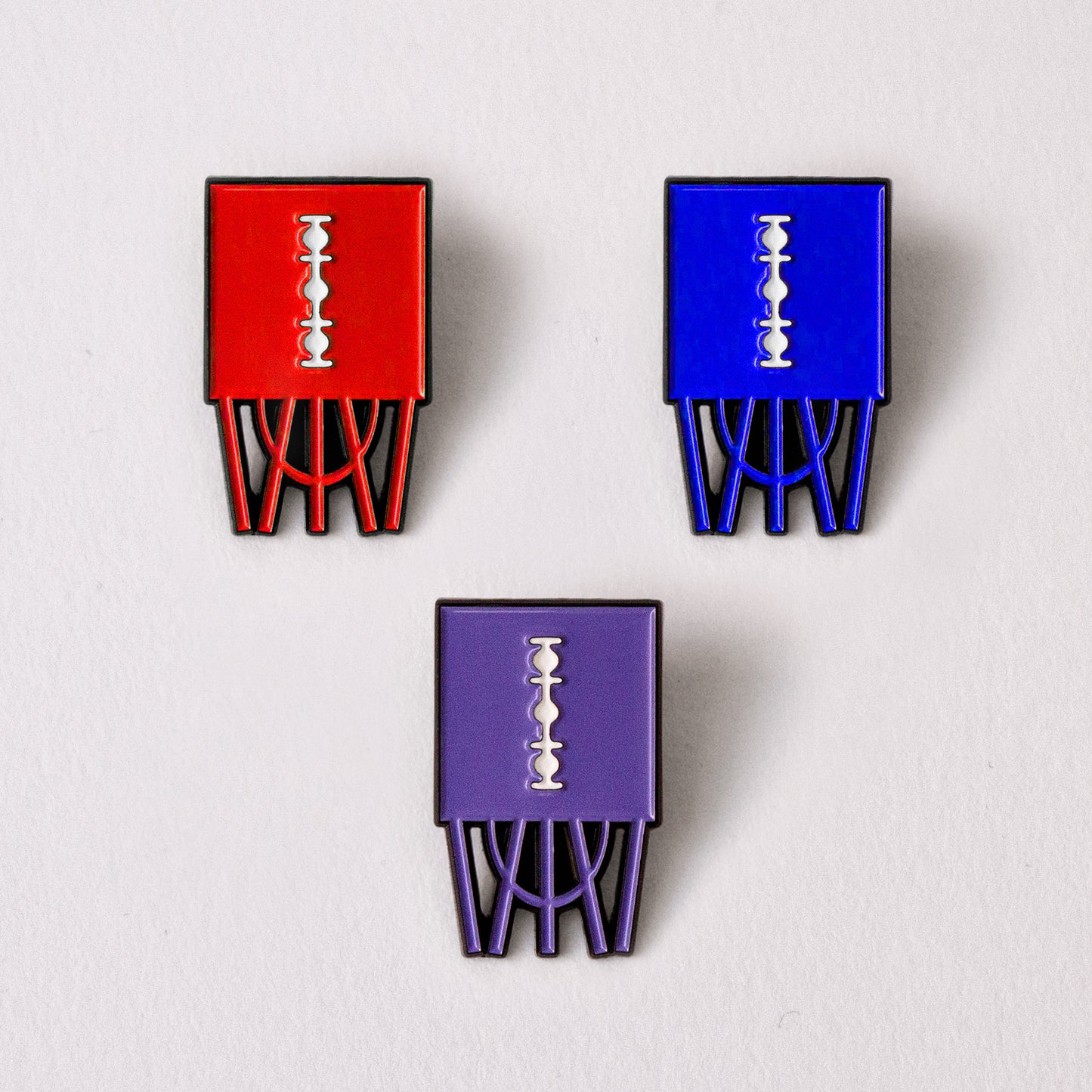Razor Blade Candy Enamel Pin – Red, Purple & Blue